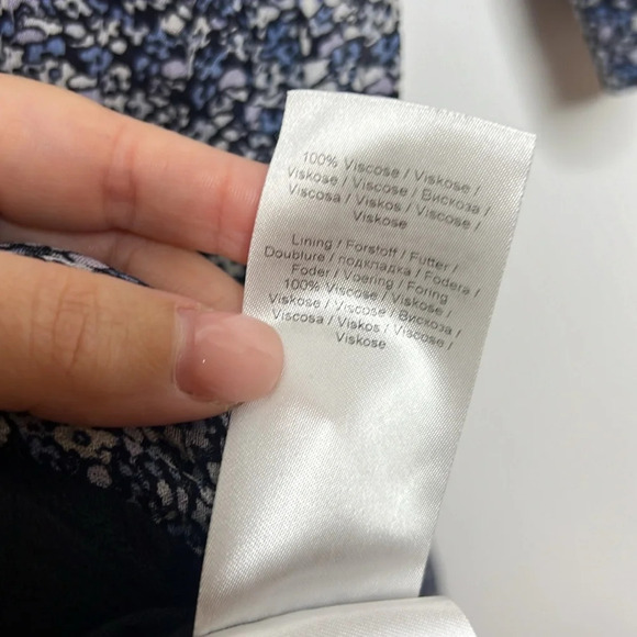 GANNI Georgette Viscose Micro Floral Print Tiered Long Sleeve Boho Midi Dress - Picture 11 of 15